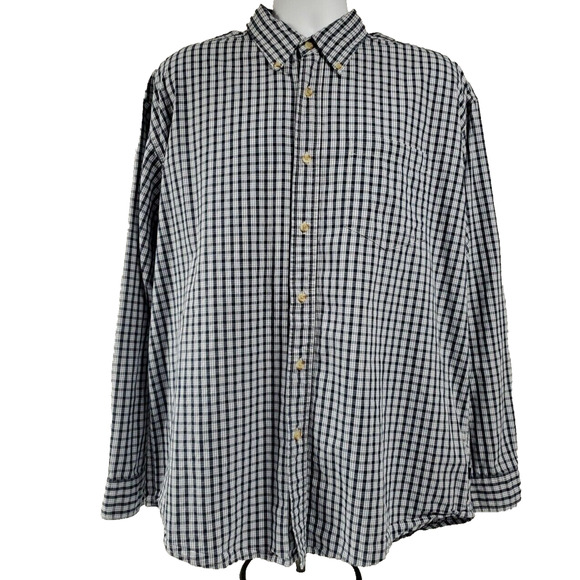 Wrangler Jeans Co Shirt Mens Large Button Down Blue White Plaid Cool Cotton - Picture 1 of 12